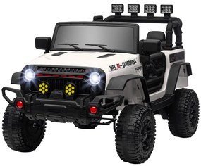 AIYAPLAY Mașină Electrică pentru Copii +3 Ani cu Baterie 12V Telecomandă Faruri LED Claxon Muzică Alb | Aosom Romania