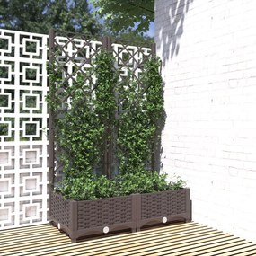 Jardiniera de gradina cu spalier maro, 80x40x121,5 cm, PP 1, Maro, 80 x 40 x 121.5 cm