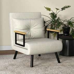 HOMCOM Canapele Extensibile Individuală Alb Crem 63x73x81 cm cu Pernă Extensibilă pe 5 Nivele | Aosom Romania