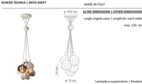 Lustra cu 6 pendule design italian realizat manual din ceramica si sticla AFOXÉ Mix