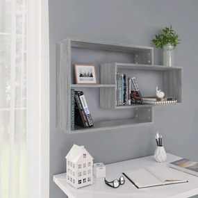 vidaXL Raft de perete, sonoma gri, 104x20x58,5 cm, lemn compozit