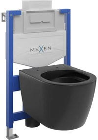 Mexen set WC încastrat cadru Felix XS-U cu vas de toaletă Carmen, Negru mat - 6853388XX85