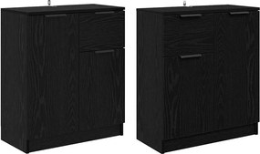 vidaXL Bufeturi 2 pcs Stejar Negru 60 x 30 x 70 cm Lemn compozit