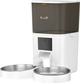PawHut Distribuitor Automat Hrană Pisici 6L WiFi 2.4G, Control prin Aplicație cu Timer, 1-10 Mese pe Zi, Înregistrare 10s, 2 Boluri din Oțel Inoxidabil | Aosom Romania