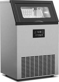 Klarstein Mașină de gheață industrială Glacial, 45 kg, cu afișaj LED și fereastră.