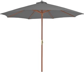 vidaXL Umbrelă de soare de exterior, stâlp din lemn, 300 cm, antracit
