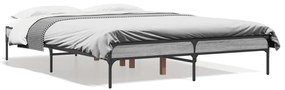 845024 vidaXL Cadru de pat, gri sonoma, 120x200 cm, lemn prelucrat și metal