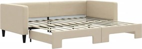 vidaXL Pat de zi cu extensie, crem, 90x200 cm, textil