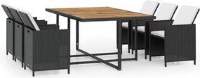 vidaXL Set mobilier de exterior cu perne, 11 piese, negru, poliratan