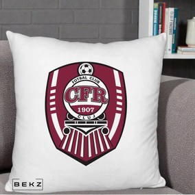 Perna Personalizata CFR Cluj Fotbal Club 1907, 40x40 cm, Alb Pufos, Husa Detasabila, Perna Inclusa, BEKZ®