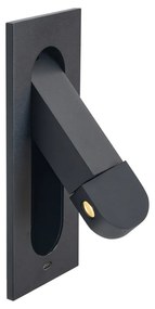 Lampă de perete modernă neagră, incl. LED și port USB-C - Hilton