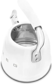Ceainic cu fluier Smeg CKLW2001WH, 2,3 l, pentru plite cu inducție, mâner care nu se încălzește, oțel, alb