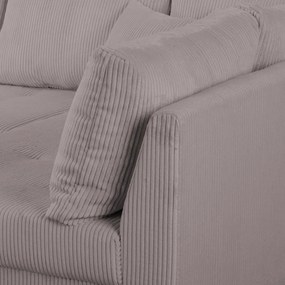 Colțar gri cu tapițerie din catifea reiată (cu colț pe partea dreaptă) Ariella – Ropez