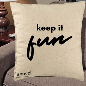 Perna Decorativa Keep It Fun, 40x40 cm, Bej, Husa Detasabila, Perna Inclusa, BEKZ®