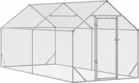 vidaXL Cușcă pentru pui Argintiu 400x170x177cm Oțel Galvanizat