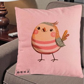 Perna Decorativa Pui Kawaii Pastel Dungat, 40x40 cm, Roz, Husa Detasabila, Perna Inclusa, BEKZ®