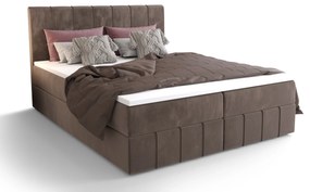 Pat matrimonial Boxspring 140 cm Barack (maro) ( cu saltea și sp. depozitare). 1046384