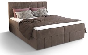 Pat matrimonial Boxspring 160 cm Barack Comfort (maro) (cu saltea și sp. depozitare). 1055795
