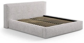 Pat matrimonial bej tapițat cu spațiu de depozitare cu somieră 160x200 cm Simon Olivia – Micadoni