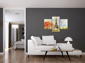 Tablou pictat cu turnul Eiffel (90x60 cm)