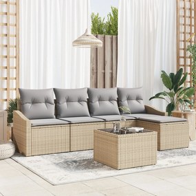 vidaXL Set de canapele pentru grădină 6 pcs Bej Rattan poli