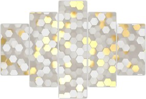 Tablou - Hexagoane alb - auriu (150x105 cm)