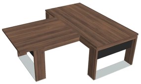 Masă Verno+ S 200 x 220 cm, cu extensie, nuc / negru