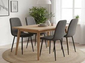 Scaun de dining gri RIFT cu picioare negre