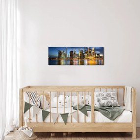 Tablou cu orașul nocturn (cu ceas) (90x30 cm)