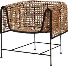Fotoliu impletit din rattan, cu bordura decorativa neagră, "Asano"