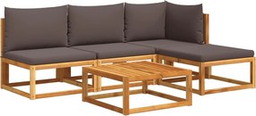 vidaXL Set canapele de grădină cu 5 piese, lemn de salcâm și frânghie