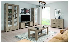 Supermobel Vitrina REVISAL W2D2S, 208x100x43,5, hickory jackson