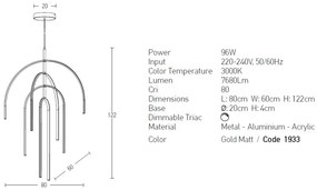 Lustra LED design modern Lora auriu
