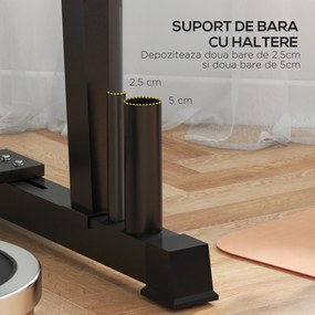 SPORTNOW Suport pentru Haltere, Suport Multifuncțional pentru Depozitarea de Halterelor de Gimnastică, 131x75x80 cm, Negru | Aosom Romania