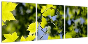 Tablou - frunze de arțar (cu ceas) (90x30 cm)