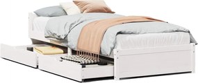 vidaXL Cadru pat fără saltea, alb, 90x190 cm, lemn masiv de pin