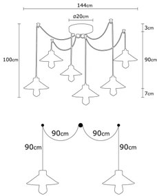 Lustră pe cablu MANAVGAT 6xE27/100W/230V