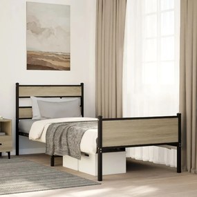 vidaXL Cadru pat fără saltea stejar sonoma, 90x200 cm, lemn prelucrat