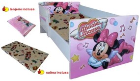 Pat copii Minnie ,saltea cadou,lenjerie inclusa