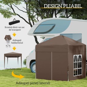 Outsunny Cort 2x2 m impermeabil cu 4 pereti detasabili, cort pliabil din metal si poliester cu husa de transport, alb