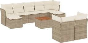 vidaXL Set canapele de grădină cu perne, 10 piese, bej, poliratan