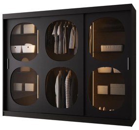 Dulap de haine 250 cm Boomer 2 (Negru) (cu iluminat). 1126270