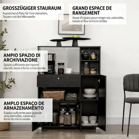 HOMCOM Bufet de Bucătărie pentru Cuptor cu Microunde, Mobilier cu Dulapuri, Rafturi și Sertar, 90x40x120 cm, Negru | Aosom Romania