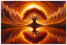 Tablou – Arbore în soare sângeriu (90x60 cm)