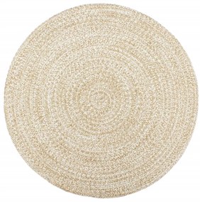 Covor manual, alb si maro, 240 cm, iuta