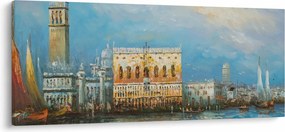Tablou - Gondola care trece prin Veneția, pictură în ulei (120x50 cm)