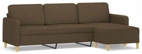 3153606 vidaXL Canapea cu 3 locuri și taburet, maro, 210 cm, textil