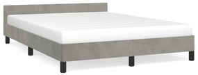 347567 vidaXL Cadru de pat cu tăblie, gri deschis, 140x190 cm, catifea