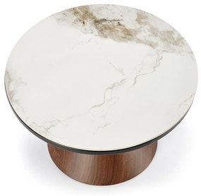 Masuta de cafea Genesis marmura alba/nuc - H43 cm