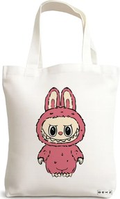 Sacosa de Panza pentru Cumparaturi, Geanta Tote, model Labubu 3 38 x 34.5 cm, Alba, BEKZ®